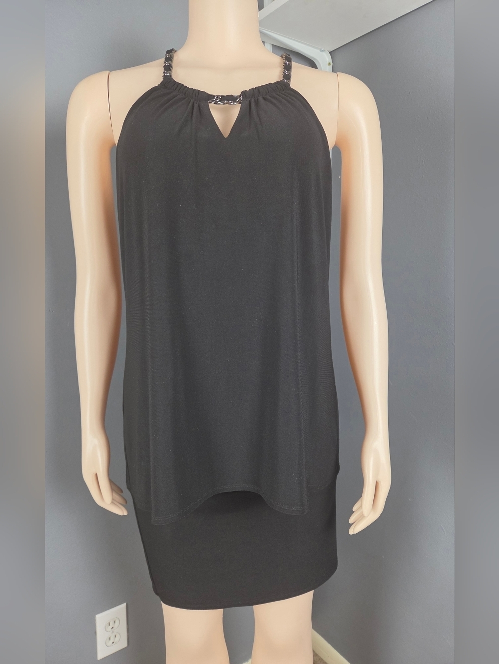Laundry By Shelli Segal Black Halter Camisole with Embellished Strap